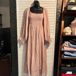 BiBi Elegant Long Sleeve Dress in Soft Pink